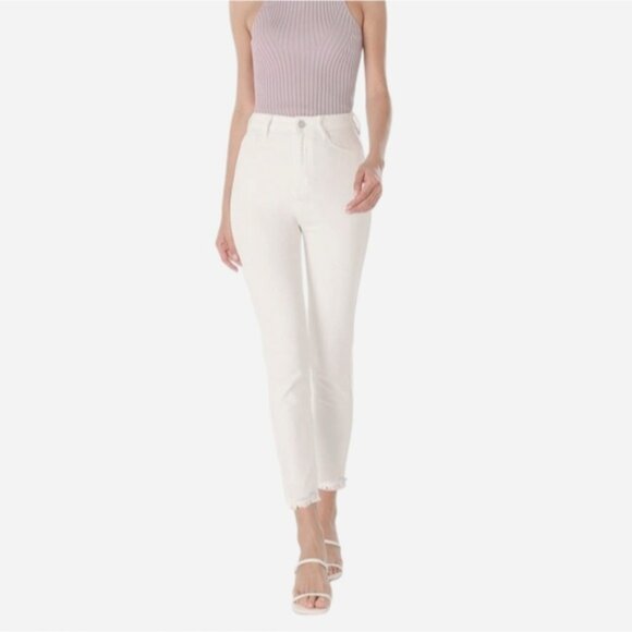 GARAGE White Retro High Rise Skinny Fringe Jeans - Picture 6 of 16